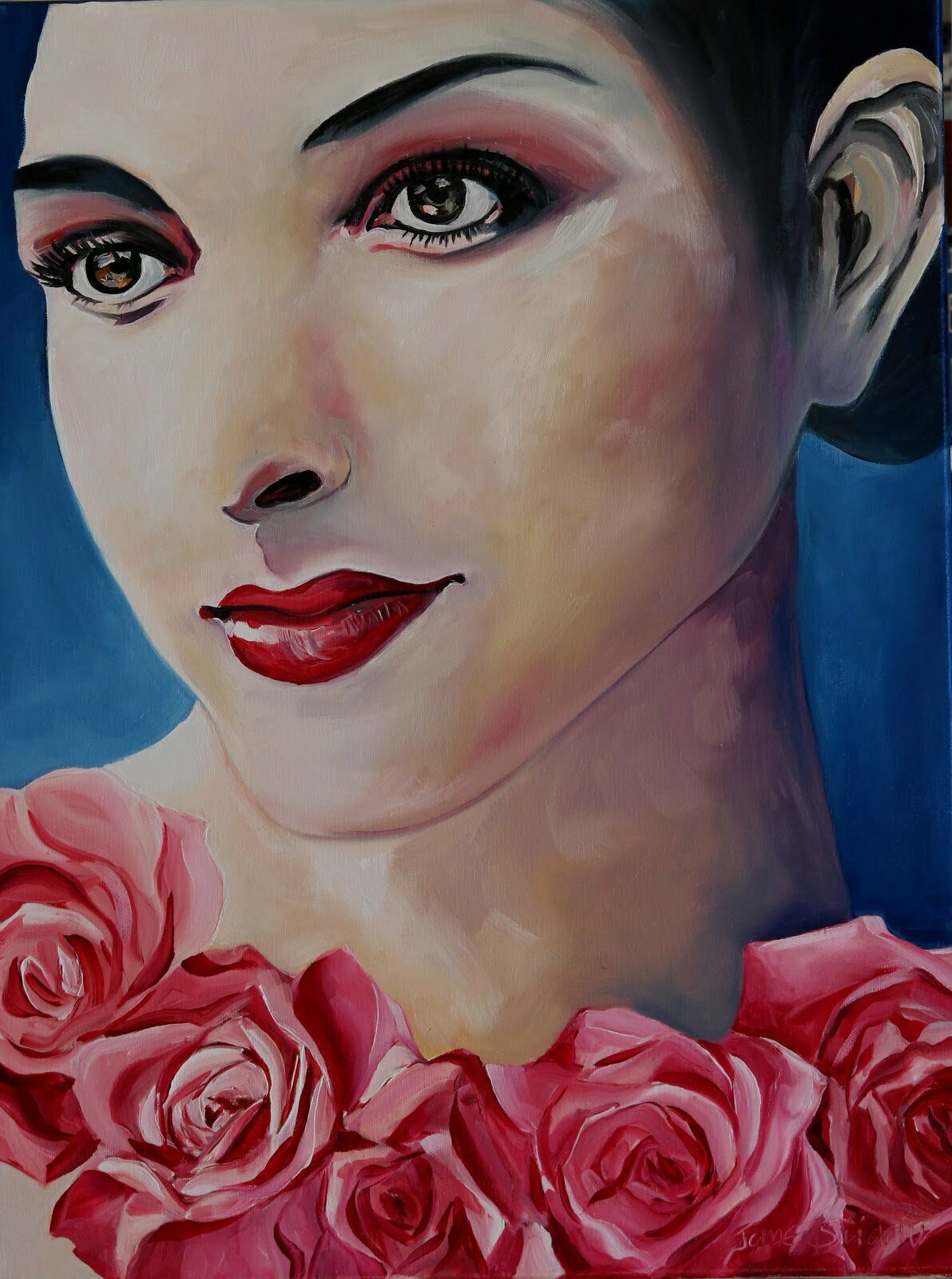 Portrait oil painting rose