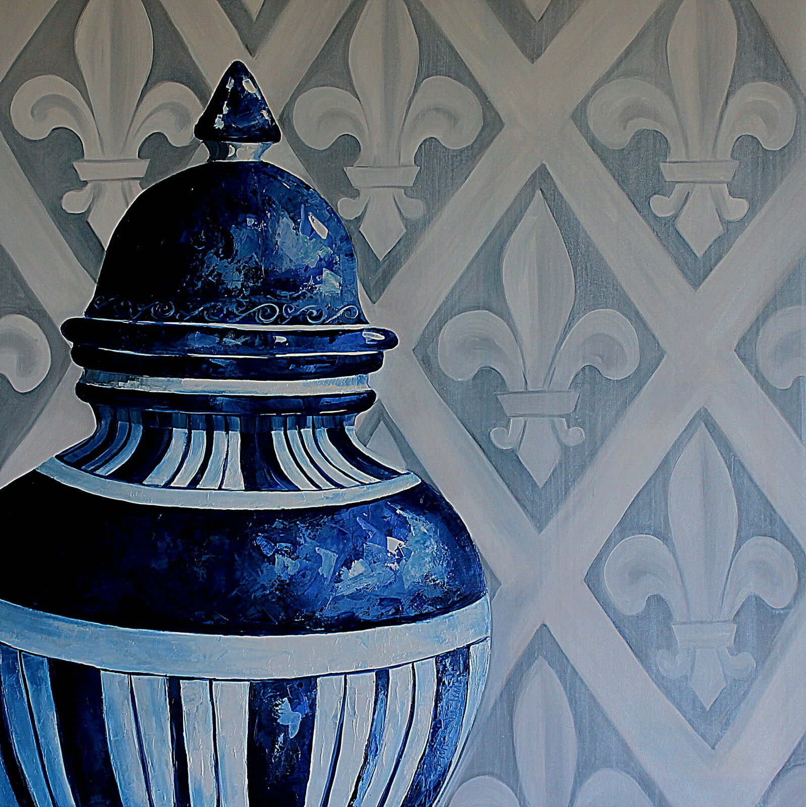 Ceramics Blue china oil paintring